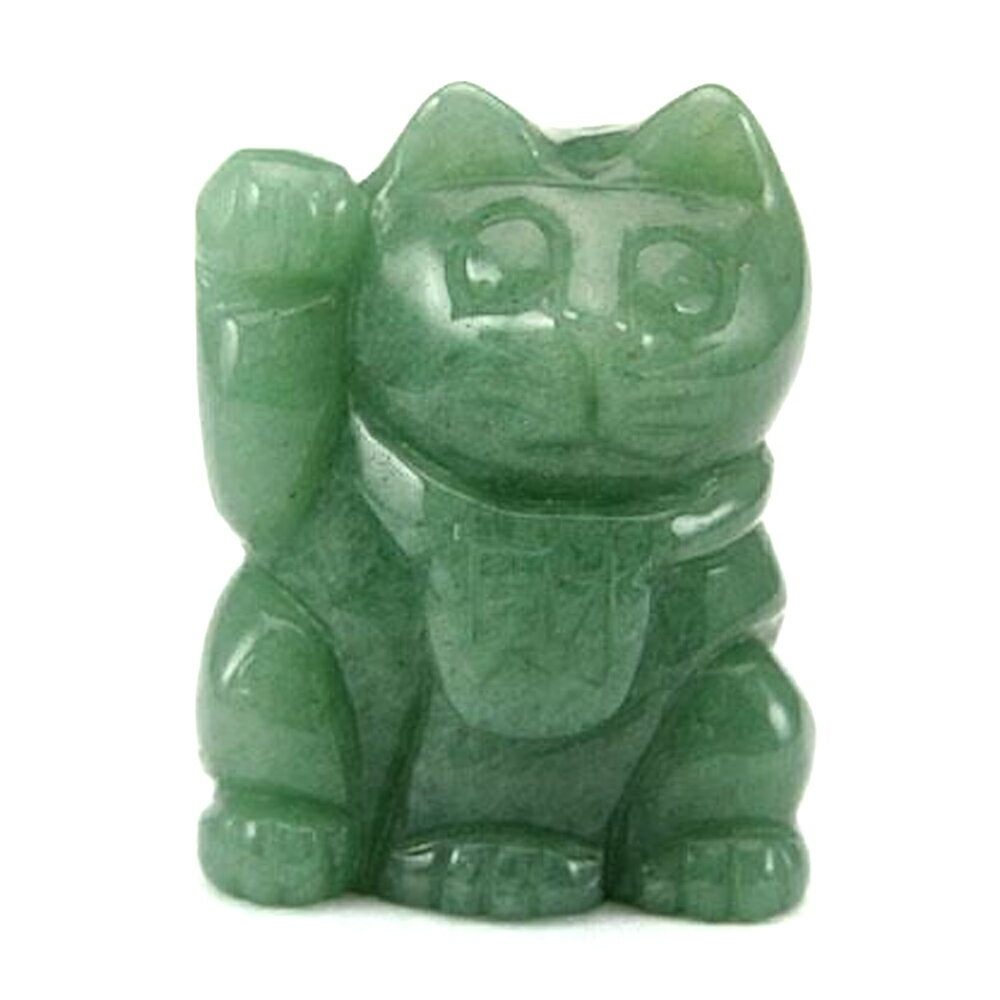 誕生石 5月 アベンチュリン 招き猫 右手招き （財運） 天然石 パワースト...
