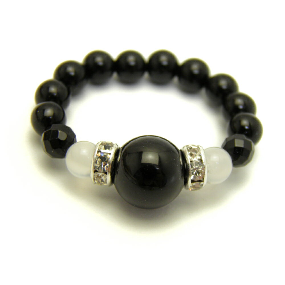 【リング/指輪】 誕生石ビーズ 10月「黒トルマリン」 風水 天然石 パワーストーン プチギフト 転勤 退職 お礼 母の日 敬老の日 クリスマス ギフト / イ...