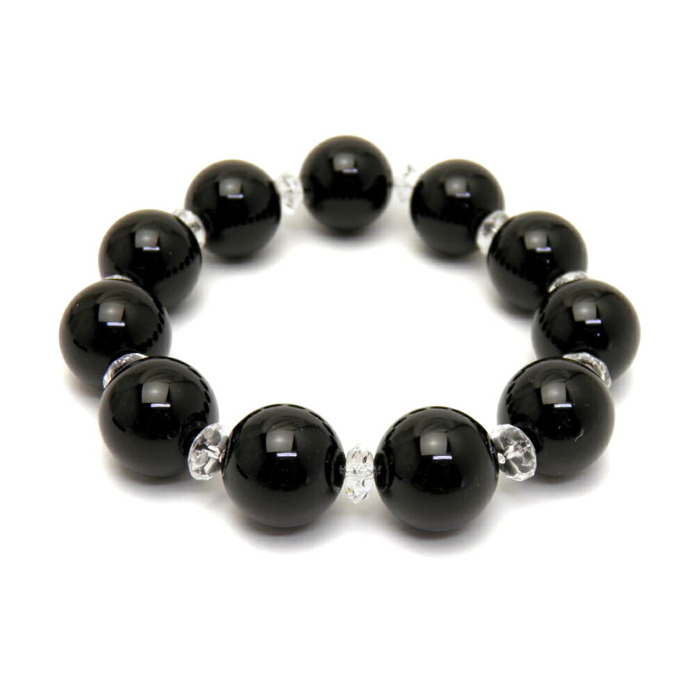 黒水晶 モリオン AAA コンビブレスレット チベット産 16mm玉 天然石 パワーストーン / インペリアルオーラ おしゃれ かわいい オシャレ 可愛い プレ...