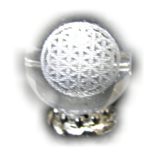 フラワーオブライフ 水晶 彫刻ビーズ（銀彫り）12mm タイプ2【レーザー彫刻ビーズ・彫りビーズ 】 天然..