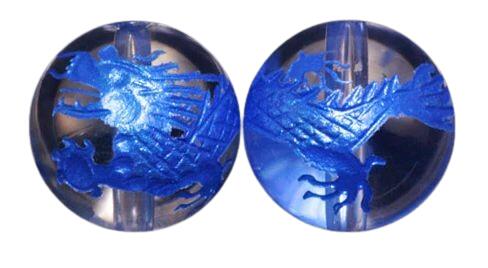 乐天商城 - 【彫刻ビーズ・彫りビーズ】龍 水晶 ブルー彫り 12mm【彫刻 一粒売りビーズ】天然石 パワーストーン / インペリアルオーラ おしゃれ かわいい オシャレ 可愛い プレゼント ギフト 贈り物 彫刻ビーズ 彫りビーズ