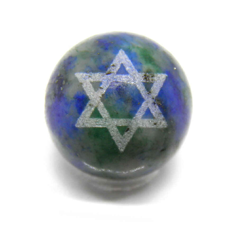 乐天商城 - アズロマラカイトロ 10mm（素彫り）六芒星 レーザー彫刻ビーズ・彫りビーズ 1粒売り Hexagram ヘキサグラム 天然石 パワーストーン / インペリアルオーラ おしゃれ かわいい オシャレ 可愛い プレゼント ギフト 贈り物 彫刻ビーズ 彫りビーズ