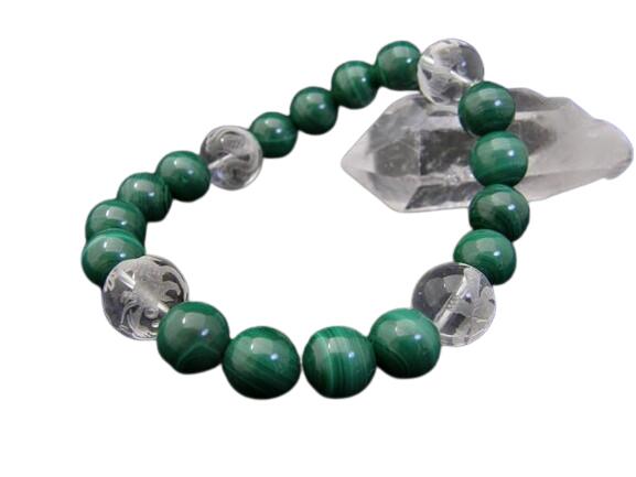 四神獣ブレスレット 水晶彫り 12mm玉 青龍・朱雀・白虎・玄武 マラカイト 天然石 風水 パワーストーン プチギフト 転勤 退職 お礼 母の日 敬老の日 クリ...