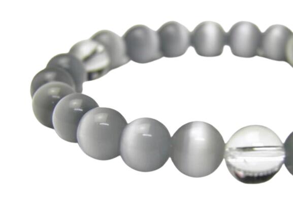 【8mm_Simple_3´sブレスレット】 人工キャッツアイブレスレット グレー / 天然石、パワーストーンの専門店インペリアルオーラ おしゃれ かわいい オ...
