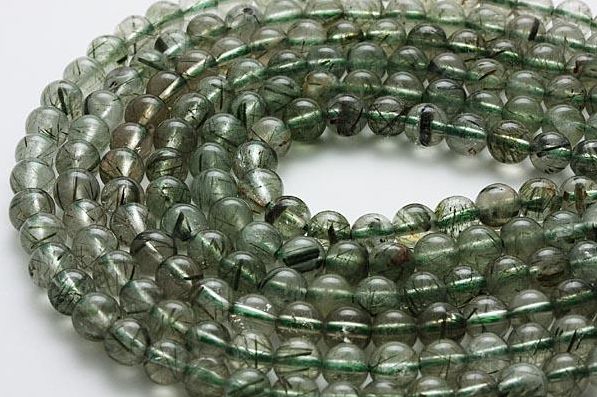 グリーンルチルクォーツ 6mm玉 一連 天然石 パワーストーン / インペリア...