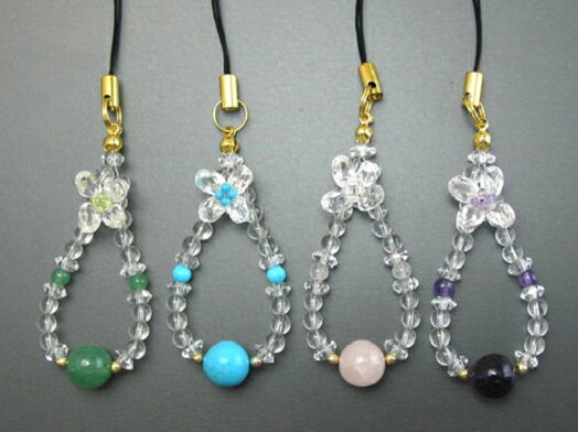 選べる4種類 スイートフラワーストラップ パワーストーン 天然石 アクセサリー プチギフト 転勤 退職 お礼 母の日 敬老の日 クリスマス ギフト / インペリ...