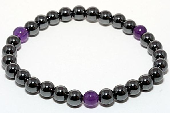 磁気ヘマタイト6mmブレス アメジスト 数珠 ブレスレット レディース&メンズ 天然石 パワーストーン プチギフト 転勤 退職 お礼 母の日 敬老の日 ギフト ...