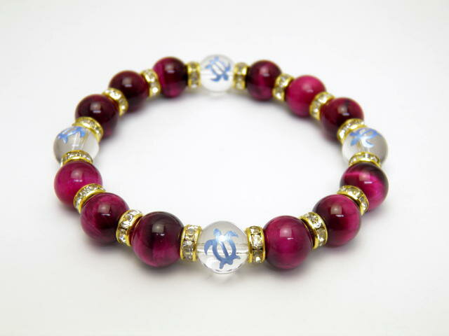 ホヌ 水晶 ブルー 彫刻 ピンクタイガーアイ 金ロンデル ブレスレット パワーストーン / インペリアルオーラ おしゃれ かわいい オシャレ 可愛い プレゼント ギフト 贈り物