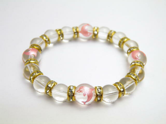 水晶10mm ピンク イルカ 水晶 ブレスレット 天然石 パワーストーン / インペリアルオーラ おしゃれ かわいい オシャレ 可愛い プレゼント ギフト 贈り物