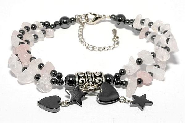 さざれヘマタイトブレスレット ローズクォーツ 天然石 パワーストーン プチギフト 転勤 退職 お礼 母の日 敬老の日 クリスマス ギフト / インペリアルオーラ...