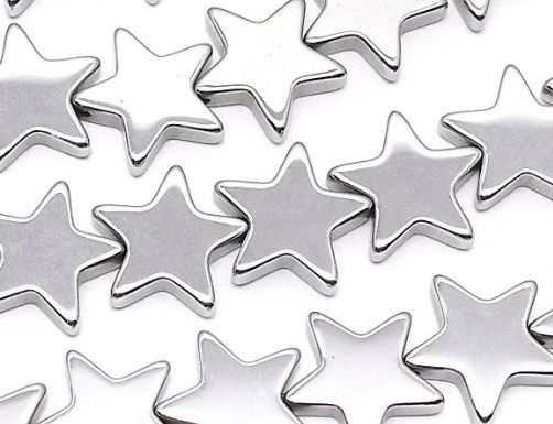 シルバーコーティング ヘマタイト 星型 8mm 一連 天然石 パワーストーン