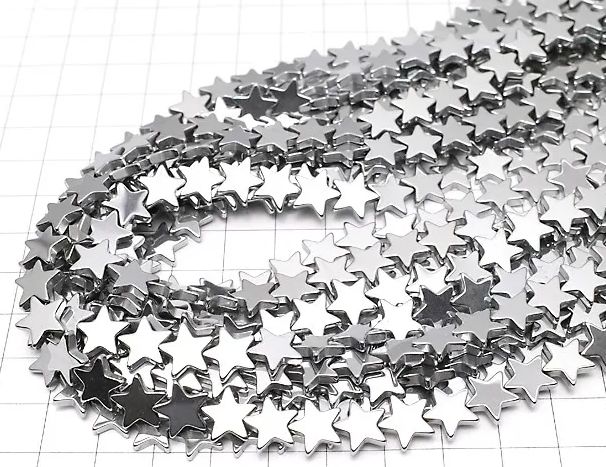 シルバーコーティング ヘマタイト 星型 8mm 一連 天然石 パワーストーン