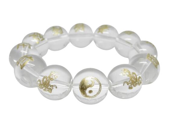 水晶 九字護身数珠「陰陽太極図」「双龍」護身ブレスレット 天然石 パワーストーン プチギフト 転勤 退職 お礼 母の日 敬老の日 ギフト / インペリアルオーラ...