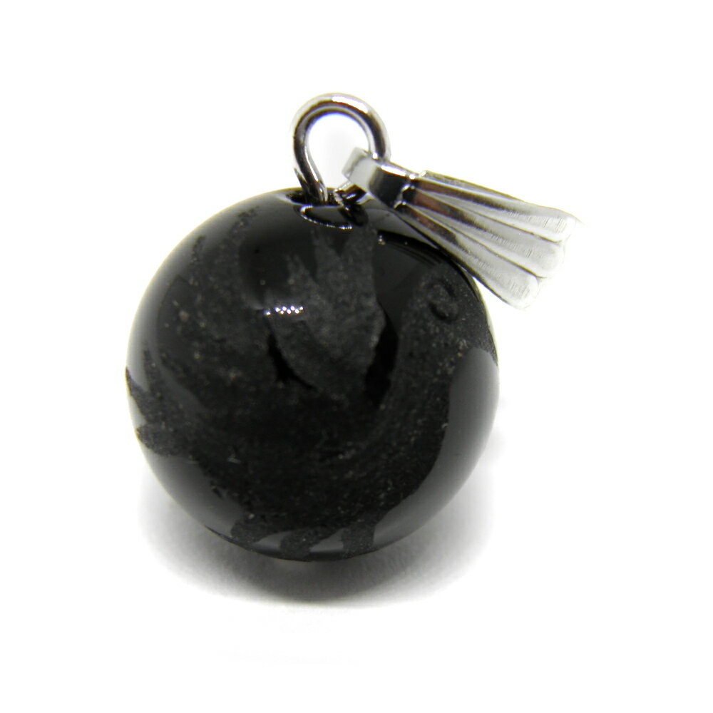 丸玉ペンダントトップ ヤタガラス 八咫烏 オニキス (素) 12mm 天然石 風水 パワーストーン プチギフト 転勤 退職 お礼 母の日 ギフト / インペリア...