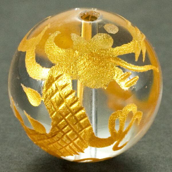 彫刻ビーズ 水晶20mm 金彫り 青龍 【彫刻 一粒売りビーズ】 天然石 パワーストーン / インペリアルオーラ おしゃれ かわいい オシャレ 可愛い プレゼント ギフト 贈り物