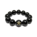 五芒星 Pentagram ペンタグラム 金彫り オニキス 20mm ブレスレット 彫刻ビーズ・彫りビーズ 天然石 パワーストーン / インペリアルオーラ おし...
