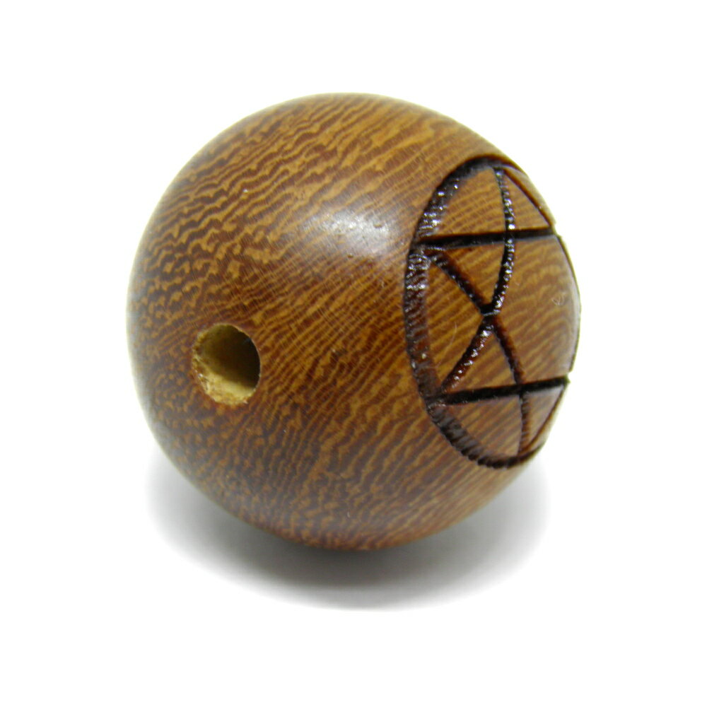 カカオ 大粒 六芒星 丸 ラウンド ウッドビーズ 20mm玉ビーズ 一粒売り 天然石 パワーストーン / インペリアルオーラ おしゃれ かわいい オシャレ 可愛い プレゼント ギフト 贈り物
