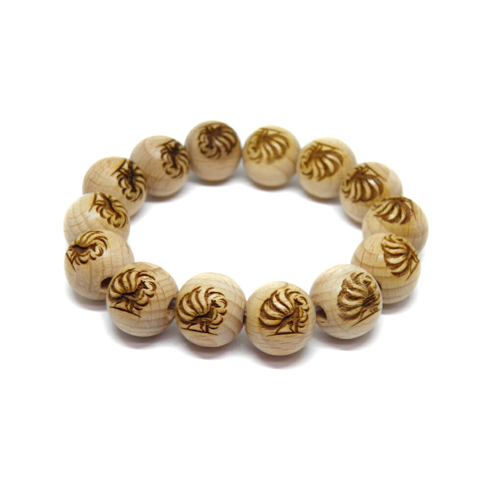 九尾の狐 14ポイント ケヤキ 彫り 16mm ブレスレット 彫刻ビーズ・彫りビーズ 天然石 パワーストーン / インペリアルオーラ おしゃれ かわいい オシャレ 可愛い プレゼント ギフト 贈り物