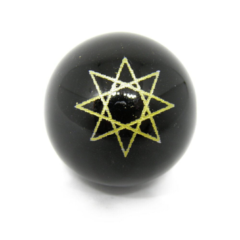 オニキス 金彫り 大粒 八芒星 ビーズ 20mm玉ビーズ 横穴 一粒売り パワーストーン / インペリアルオーラ おしゃれ かわいい オシャレ 可愛い プレゼント ギフト 贈り物