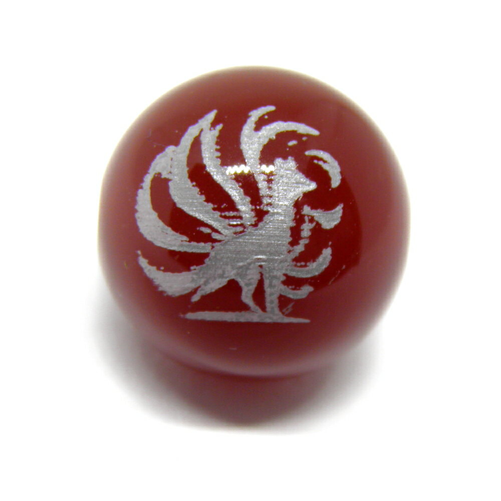 九尾の狐 レッドメノウ 銀彫り 16mm 1粒売り 彫刻ビーズ・彫りビーズ 天然石 パワーストーン / インペ..