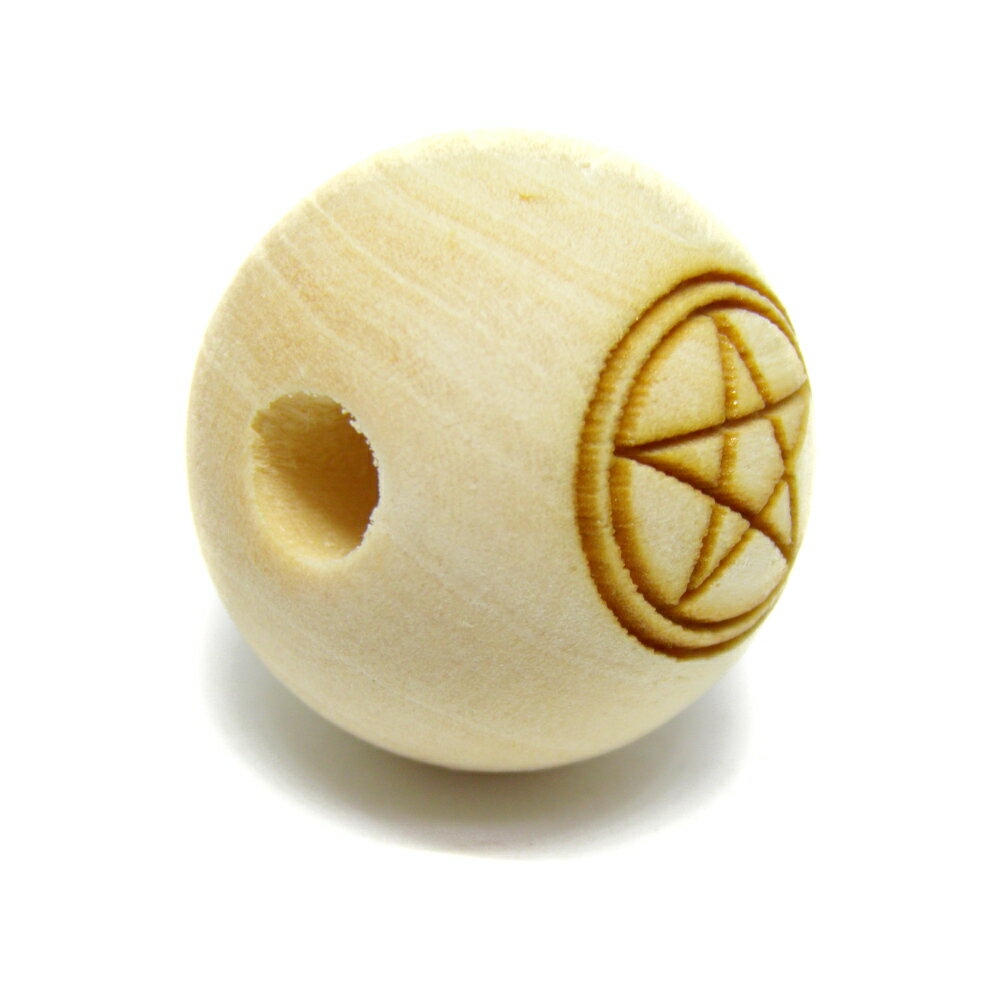 栂 ツガ 大粒 二重丸 五芒星 Pentagram ペンタグラム ビーズ 20mm玉ビーズ セミラウンド 横穴 一粒売り パワーストーン / インペリアルオーラ おしゃれ かわいい オシャレ 可愛い プレゼント ギフト 贈り物