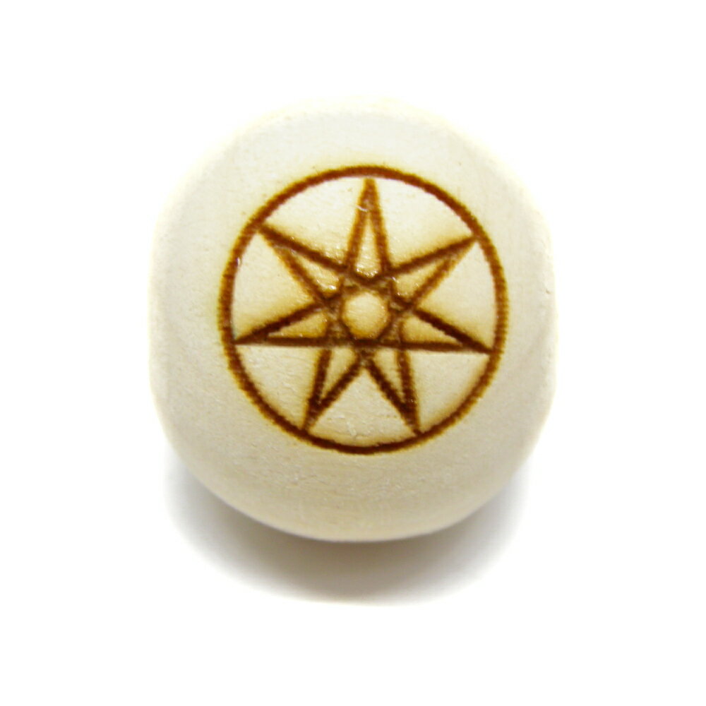 栂 ツガ 大粒 七芒星 Heptagram ヘプタグラム 丸 ビーズ 20mm玉ビーズ セミラウンド 横穴 一粒売り パ..