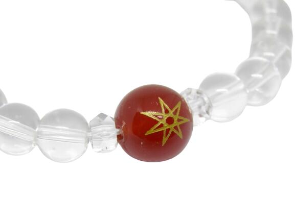 七芒星 Heptagram ヘプタグラム レッドメノウ 金彫り 12mm ブレスレット 彫刻ビーズ・彫りビーズ 天然石 パワーストーン / インペリアルオーラ おしゃれ かわいい オシャレ 可愛い プレゼント ギフト 贈り物