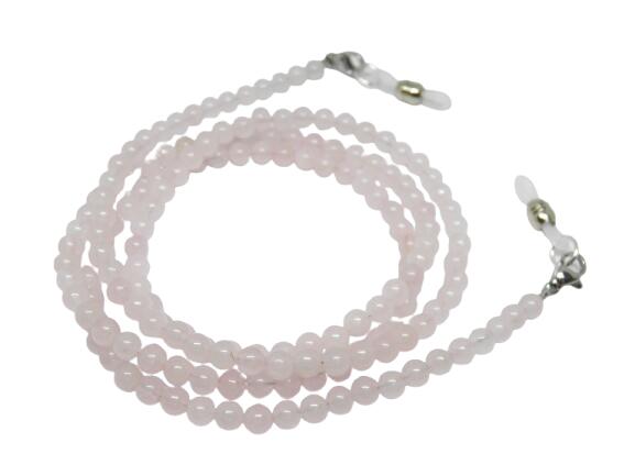 天然石 ローズクォーツ 4mm玉(銀) 丸玉 メガネチェーン 置き忘れ防止 めがねホルダー メガネストラップ 眼鏡コード 父の日 母の日 敬老の日ギフト / イ...