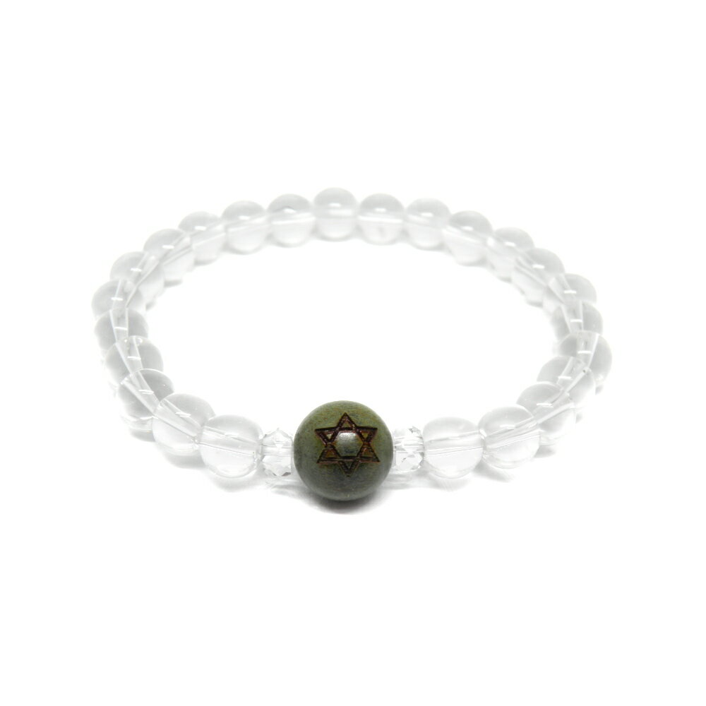 六芒星 Hexagram ヘキサグラム 檀香樹 レーザー彫り 12mm ブレスレット 彫刻ビーズ・彫りビーズ 天然石 パワーストーン / インペリアルオーラ おしゃれ かわいい オシャレ 可愛い プレゼント ギフト 贈り物