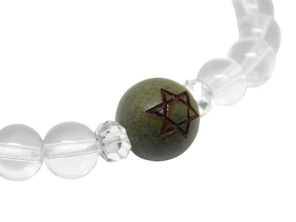 六芒星 Hexagram ヘキサグラム 檀香樹 レーザー彫り 12mm ブレスレット 彫刻ビーズ・彫りビーズ 天然石 パワーストーン / インペリアルオーラ おしゃれ かわいい オシャレ 可愛い プレゼント ギフト 贈り物