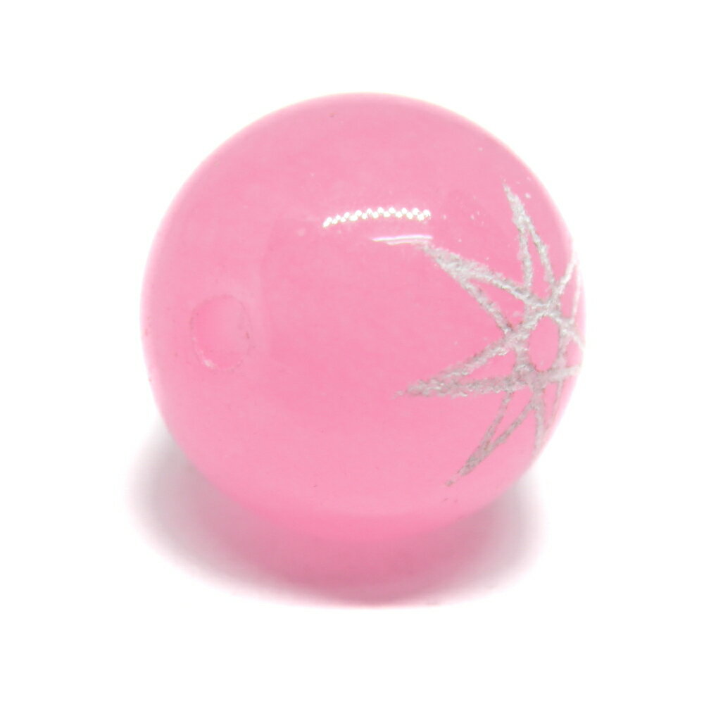ピンクジェード 白彫り 七芒星 Heptagram ヘプタグラム ビーズ 12mm玉ビーズ 横穴 一粒売り パワーストーン / インペリアルオーラ おしゃれ かわいい オシャレ 可愛い プレゼント ギフト 贈り物