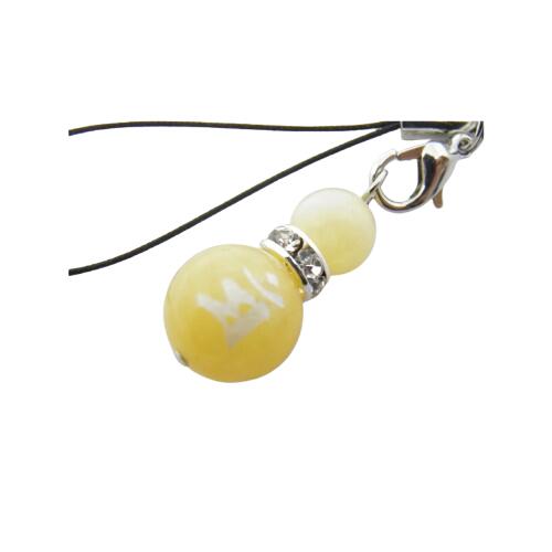 文殊菩薩 マン（素）携帯ストラップ Lサイズ アラゴナイト ひょうたんストラップ 合格祈願 天然石 パワーストーン プチギフト 転勤 退職 お礼 母の日 敬老の日 ギフト / インペリアルオーラ おしゃれ かわいい オシャレ 可愛い プレゼント ギフト 贈り物