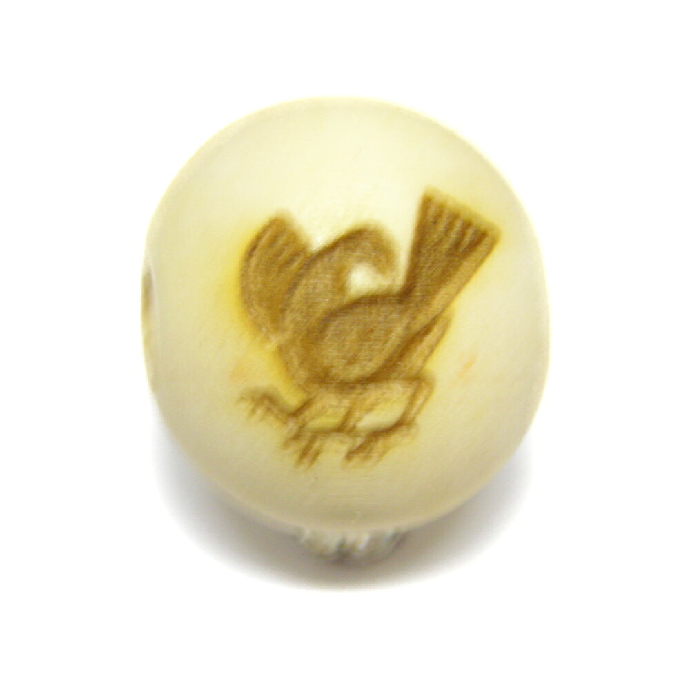 ヤタガラス 八咫烏 栂 ツガ 20mm セミラウンド【穴あり一粒売りビーズ】天然木 パワーストーン / インペリアルオーラ おしゃれ かわいい オシャレ 可愛い プレゼント ギフト 贈り物 彫刻ビーズ 彫りビーズ