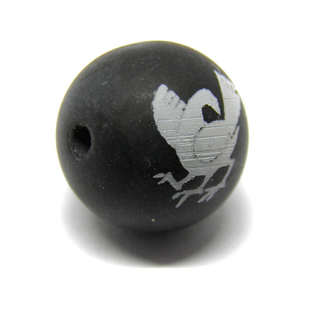 ヤタガラス 八咫烏 フロストオニキス 白彫り 12mm 【穴あり一粒売りビーズ】天然石 パワーストーン / インペリアルオーラ おしゃれ かわいい オシャレ 可愛い プレゼント ギフト 贈り物