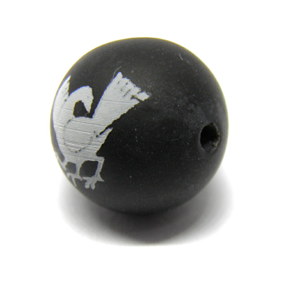 ヤタガラス 八咫烏 フロストオニキス 白彫り 12mm 【穴あり一粒売りビーズ】天然石 パワーストーン / インペリアルオーラ おしゃれ かわいい オシャレ 可愛い プレゼント ギフト 贈り物