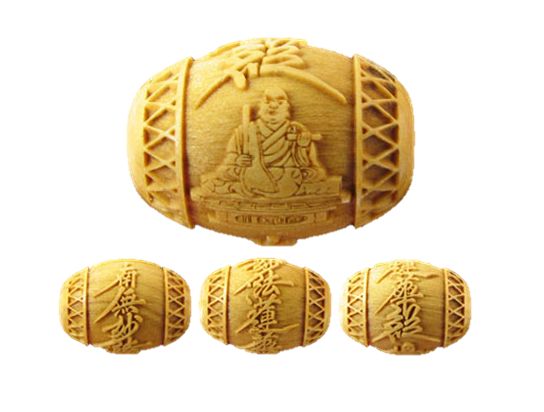 浮彫 日蓮上人 南無妙法蓮華経 ウッドビーズ 柘植 樽型 約18×13mm 横穴 手作りにオススメ / 天然石、パワーストーンの専門店インペリアルオーラ おしゃ...