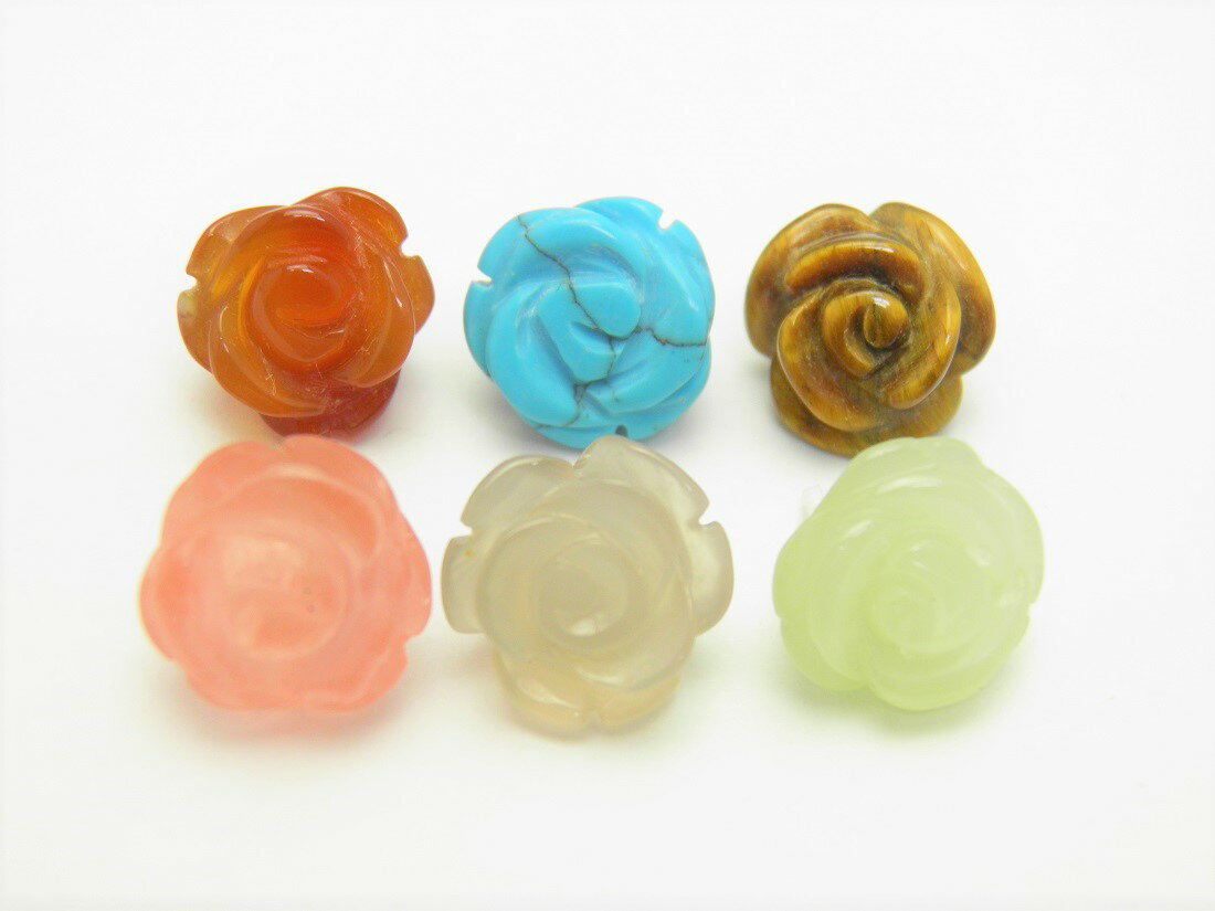 モチーフビーズ・薔薇 (立体) 12mm 1粒売り バラ売り 手作りにオススメ! 天然石 パワーストーン / インペリアルオーラ おしゃれ かわいい オシャレ ...