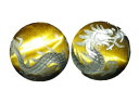龍 虎目石手彫り玉・銀色入り 10mm 【彫刻 一粒売りビーズ】 天然石 パワーストーン / インペリアルオーラ おしゃれ かわいい オシャレ 可愛い プレゼン...