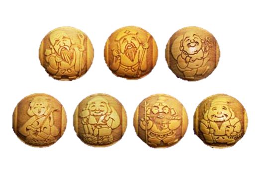 浮彫 七福神 ウッドビーズ 柘植 7粒セット 約12mm 横穴 手作りにオススメ / 天然石、パワーストーンの専門店インペリアルオーラ おしゃれ かわいい オシ...