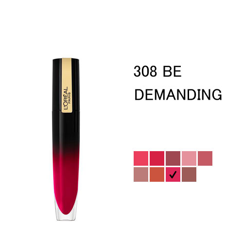 ロレアル ブリリアント シグネチャー リキッド リップカラー 308 ビ デマンディング (BE DEMANDING) 6,4ml L'OREAL BRILLANT SIGNATURE LIQUID LIP COLOUR 口紅