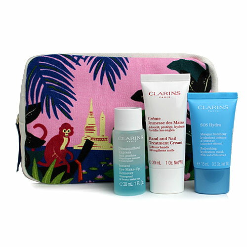 クラランス スキンケア3点セット（マスク＆ハンドクリーム＆メイクリムーバー）タイランド ポーチ CLARINS SKINCARE THAILAND POUCH SE..