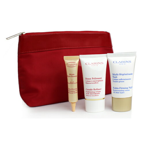 クラランス スキンケア3点 レッドポーチセット （EX ナイト &セラム ＆クレンジング）CLARINS SKINCARE RED POUCH SETブランド コスメ ギフトのサムネイル