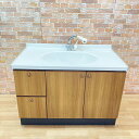 【中古品】【訳あり】 人造大理石製 ☆水栓シャワー蛇口付き☆2段引き出し&2枚扉タイプ 手洗台 洗面化粧台 「幅108cm 1080mm」 7D