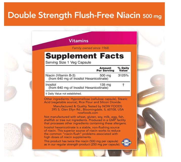 NOW Niacinamide 500 mg フラッシュフリーナイアシン 500mg 90粒