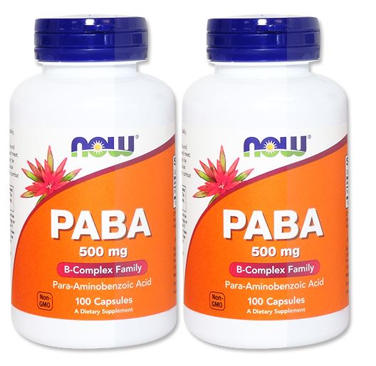 2個セット　NOW　PABA（パラアミノ安息香酸） 500mg 100粒