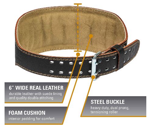 ハービンジャー　HARBINGER　6インチパッド入りレザーベルト ブラック(幅約15センチ）　71-94センチ(M) 2