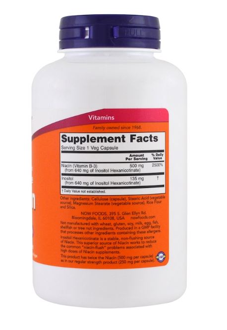 NOW Niacinamide 500 mg フラッシュフリーナイアシン 500mg 180粒
