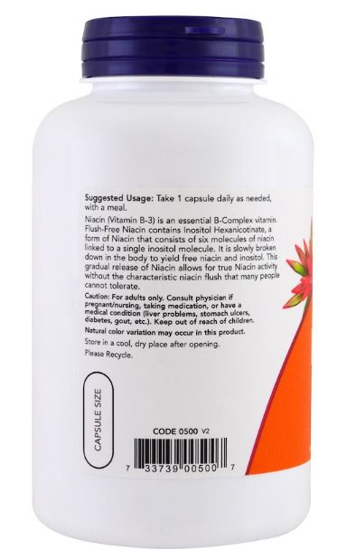 NOW Niacinamide 500 mg フラッシュフリーナイアシン 500mg 180粒