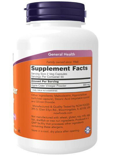 NOW アップルサイダービネガー450mg 180カプセル