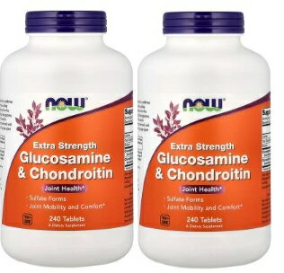 Rakuten - 2個セット　NOW　グルコサミン & コンドロイチン エキストラストレングス タブレット 750mg / 600mg 240粒
